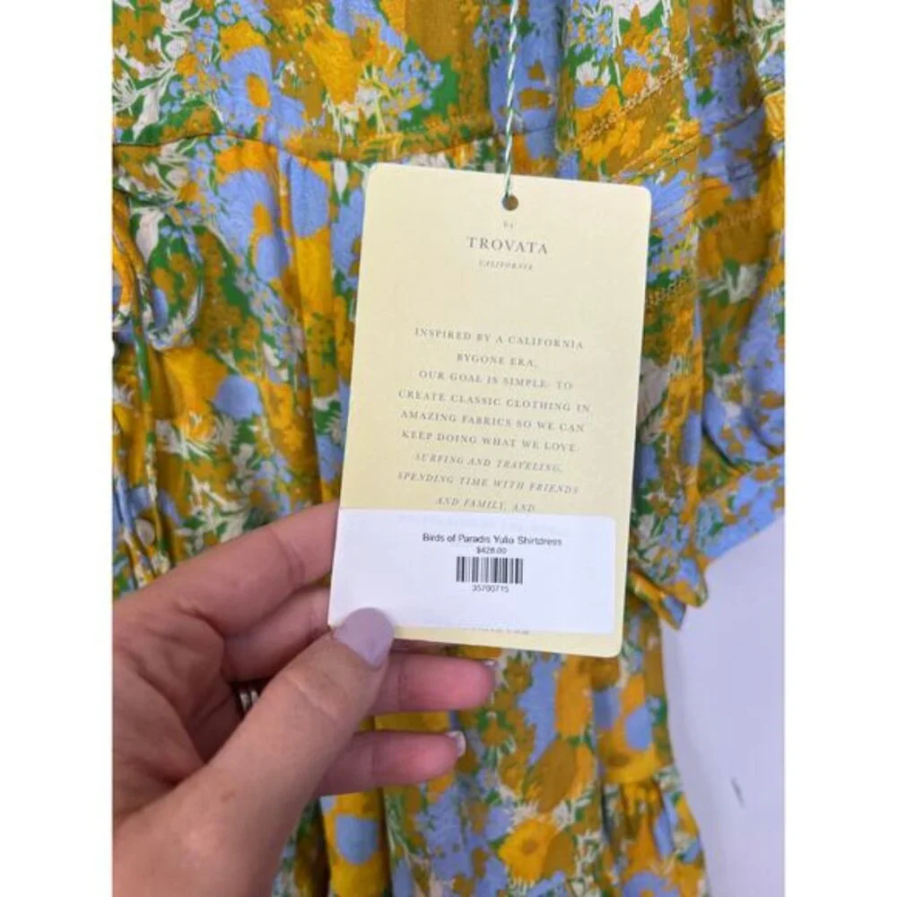 NWT Birds of Paradis Yulia Long Sleeve Fit & Flare Shirtdress in Golden Briar - Picture 6 of 8